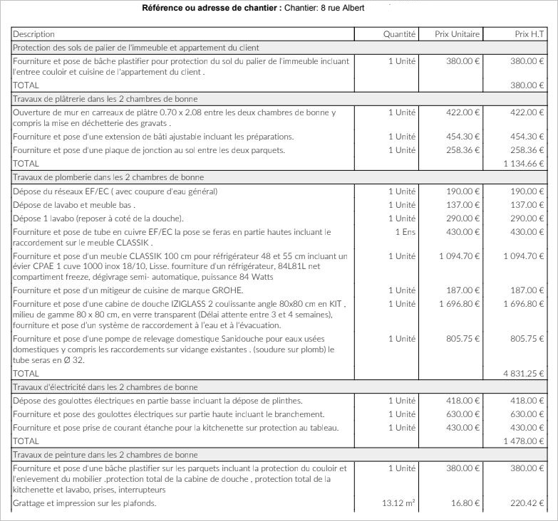 Exemple de devis auto-entrepreneur